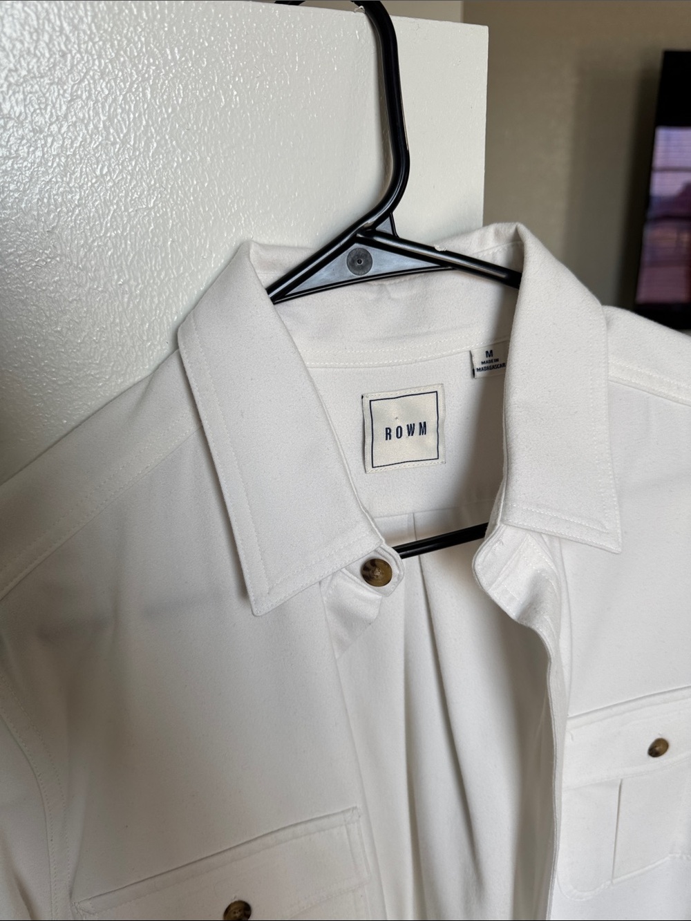 ROWM Men's White Jacket & Coat - Classic Button-Front